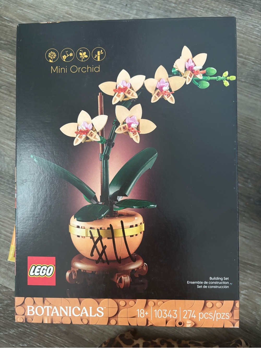 Lego Pink Orchid with Green Leaves and Gold Pot